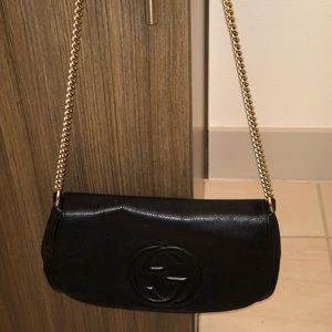 Gucci GG leather gold chain cross body bag